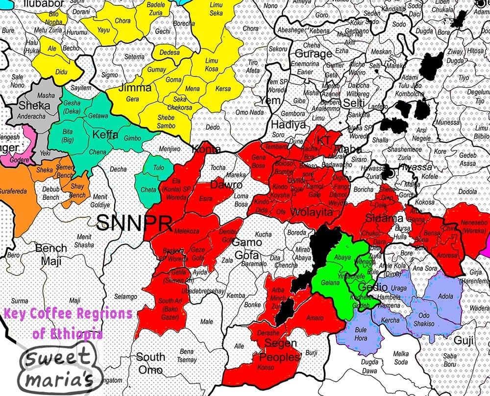 埃塞咖啡产区地图Marias 埃塞咖啡产区地图Marias